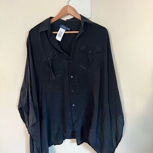 Polo by Ralph Lauren Black/Charcoal Silk Button-Up Shirt